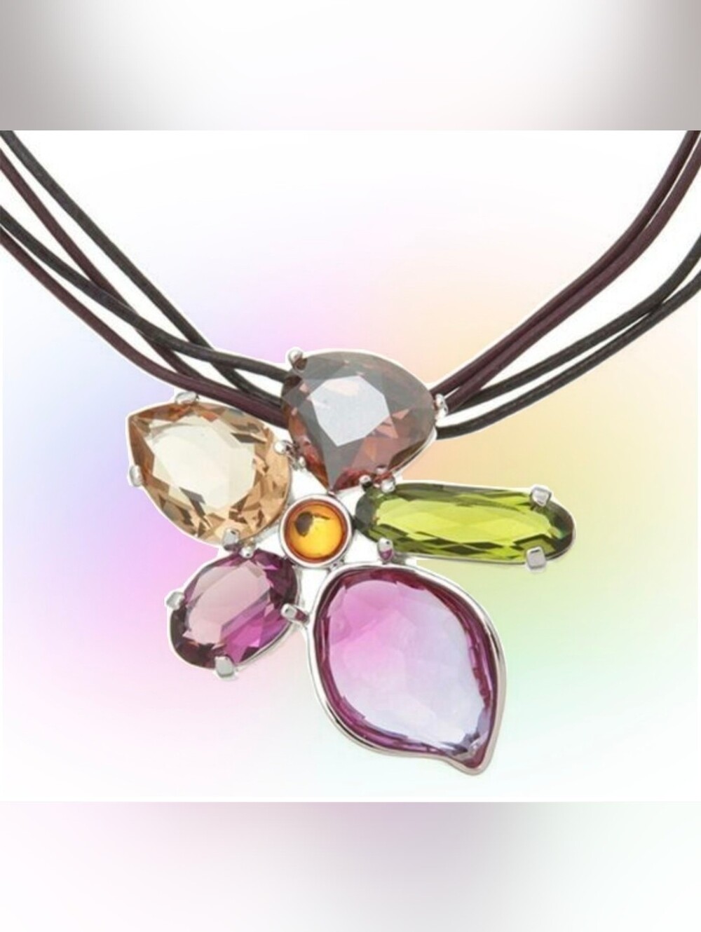 Swarovski Heritage multi-colored crystal flower necklace